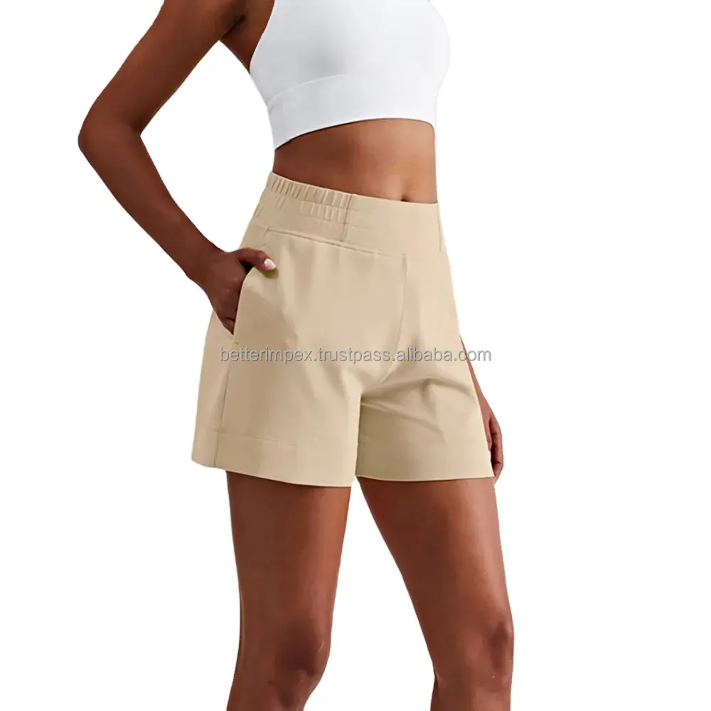 Yaz kadın şort özelleştirilmiş elastik rahat düz spor çabuk kuruyan nefes kadın Sweatpants