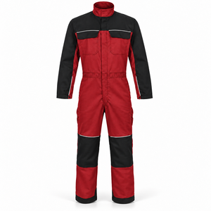 Overol de Trabajo Reflectante y Transpirable de Algodón OEM, Uniforme de Taller Unisex de Dos Tonos con Ribete Plateado en las Rodillas y Bolsillos Tipo Cargo - Product Image 1