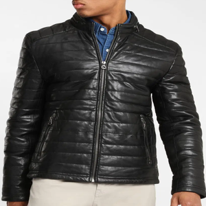 Vestes en cuir pour hommes Veste en duvet à bulles Vestes arabes naturelles à fermeture éclair complète - Product Image 1