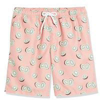 Unisex premium zwemshorts |   Roze kiwi-fruitmotief, sneldrogende, waterdichte, ademende, milieuvriendelijke strandbroek, zomersurfshort