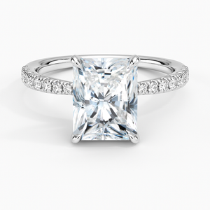 Bague de fiançailles solitaire SOJ Ring 02 en argent 925 plaqué rhodium, taille radiant, sertie de 36 pierres latérales, moissanite 2 carats certifiée GRA - Product Image 1