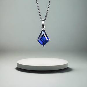 Collar de Zafiro Azul en Forma de Cometa para Mujer, Gema, Regalo de Aniversario, Regalo para Madre, Colgante de Oro Amarillo Sólido de 14K y 18K - Product Image 2