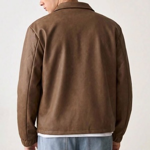 Veste d'hiver unisexe en cuir PU marron, imperméable, à fermeture éclair, col rabattable, décontractée, service OEM avec logo - Product Image 2