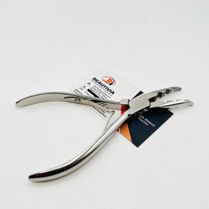 Pince courbée à 3 trous en acier inoxydable pour extensions de cheveux Remy, clip-in, trame simple, outils d'extension de cheveux avec logo gravé sur mesure - Product Image 4