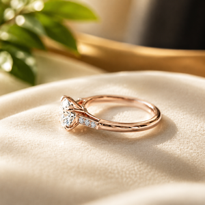 Anillo de Compromiso de Moissanita con Doble Punta, Corte Brillante Redondo, Chapado en Oro Amarillo, Anillo de Boda para Mujer - Product Image 2