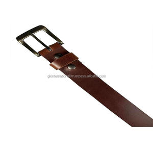 Ceinture décontractée pour hommes en cuir de vachette pleine fleur Offre Spéciale marron ceinture de robe à boucle en laiton modifiable solide - Product Image 3