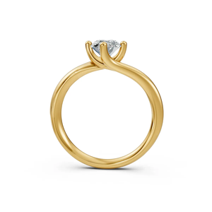Anillo de Compromiso y Boda con Diamante Cultivado en Laboratorio de Corte Ovalado, Oro Amarillo de 14K con Baño de Rodio, Banda Trenzada, Certificado IGI, Listo para Fiestas - Product Image 6