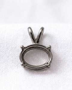 Colgante ovalado de plata de ley 925 maciza de 10x8mm con bisel en blanco, preentallado, semimontura para engaste de piedras preciosas, para joyería. - Product Image 2
