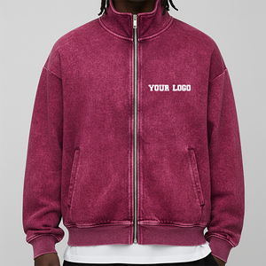 Sweat à capuche zippé en molleton 100 % coton, col ras du cou, respirant, délavé à l'acide, uni, pour homme – Collection Hiver – Meilleures ventes - Product Image 1