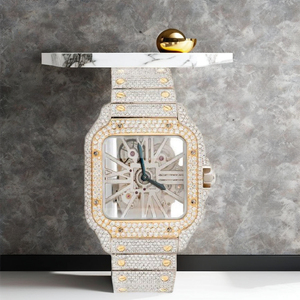 Iced Out Stainless Steel <b>Skeleton</b> <b>Watch</b> for Men VVS Moissanite Diamond Fully Encrusted Square <b>Automatic</b> <b>Watch</b> Luxury Two-Tone - Product Image 1