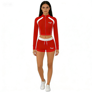 2026 Women's Above Knee Crop Top & Shorts <b>Set</b> Breathable Solid Sporty Quick Dry Tracksuit - Product Image 4
