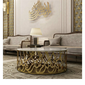 Modern Round Coffee <b>Table</b> Set With Marble Top Gold Metal Frame Contemporary Living Room Furniture <b>Nesting</b> Design - Product Image 5