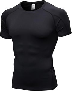 T-shirt de compression pour homme, vêtements de musculation, vêtements de sport élastiques, respirants, fonctionnels, haut d'entraînement - Product Image 1