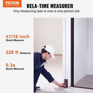 Misuratore Laser di Distanza Fai-da-Te con Precisione di 328 Piedi, Memoria per 100 Gruppi e Display LCD Colorato da 2,4 Piedi, Misura in Ft/m/in - Product Image 2
