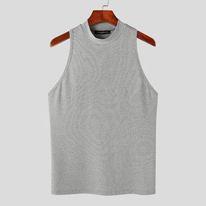 2023 Men Tank <b>Tops</b> Solid Color <b>Turtleneck</b> <b>Sleeveless</b> Knitted Casual Vests Summer Streetwear Fashion Men Clothing INCERUN S-5XL - - Product Image 3
