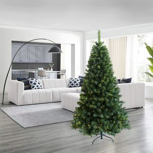Albero di Natale Artificiale Pre-Illuminato da 180 cm con Supporto Pieghevole, Albero Natalizio con Articolazioni - Product Image 1
