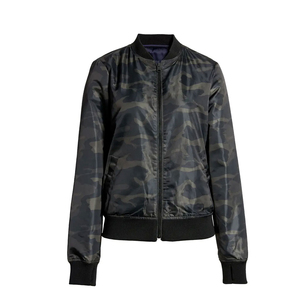 Chaqueta Bomber de Camuflaje para Mujer, Manga Larga, Cierre de Cremallera, Cuello Camisero, Largo Regular, Tejido de Poliéster, para Otoño - Product Image 6