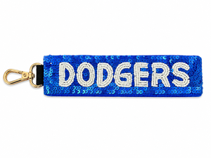 Porte-sac Dodgers perlé et coloré, avec paillettes bleues, accessoire de porte-clés tendance et à la mode, personnalisable en couleurs, noms, mots et logos - Product Image 3
