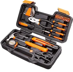 Vente directe d'usine ensemble d'outils manuels ménagers généraux avec boîte à outils en plastique boîte de rangement outils d'urgence