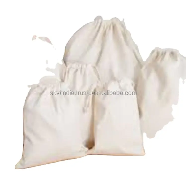 Sac en mousseline de coton uni, cordon de serrage, chaussure OEM, cadeau gratuit, promotion de coton naturel, logo imprimé, sac en coton biologique, petit sac bon marché