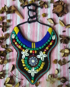 CRYSTAL CRAFT Glass Seed Beaded Multicolored Designer Classic Necklace Sets Bib Necklace and Earring Jewelry Set - Product Image 3