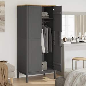 Armoire en bois de pin gris massif 30,3 x 20,9 x 67,3 pouces - Product Image 3