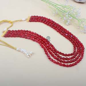 Mahir Ruby Designer Groom Kantha Fine Beaded Necklace - Product Image 1