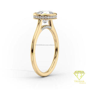 Bague de fiançailles ronde en argent sterling 925 avec diamant moissanite, finition dorée, bijoux de mariage élégants pour les acheteurs en gros - Product Image 6