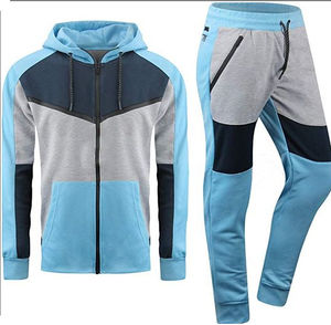 Conjunto deportivo de invierno para hombre, estilo moderno, holgado, cálido, con sudadera con capucha y cremallera, pantalones jogger, para gimnasio y deportes. - Product Image 1