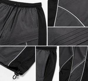 Streetwear Casual Lightweight Wide Leg <b>Track</b> Pants Men Contrast Panel Windbreaker Elastic Waist Loose Fit Outdoor Sport <b>Trousers</b> - Product Image 4