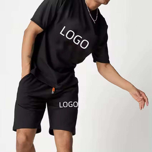 ชุดเซ็ตเสื้อยืดแขนสั้นปักลายลำลองสำหรับผู้ชายและกางเกงขาสั้นสีเข้าชุด ชุดกีฬา 2 ชิ้น สำหรับฤดูร้อน - Product Image 3