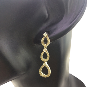 Round Cut Natural <b>Diamond</b> Teardrop <b>Dangle</b> Ladies <b>Earrings</b> 1.60 Cttw 925 Sterling Silver Yellow Plated Prong Set Trendy Wholesale - Product Image 3