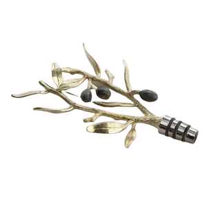 Bouchon de bouteille au design élégant, style moderne, en métal doré, artisanat olive, pour vin de Noël - Product Image 3
