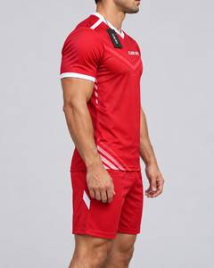 Ensemble de maillot de football rouge pour homme CLAW INTL, col en V, manches courtes, imprimé géométrique, uniforme - Product Image 4
