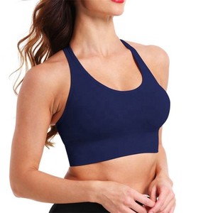 Sujetador deportivo de talla grande personalizado para mujer, top de gimnasio sin costuras, transpirable, para fitness y yoga, de nailon y elastano, con soporte alto y logo frontal. - Product Image 1
