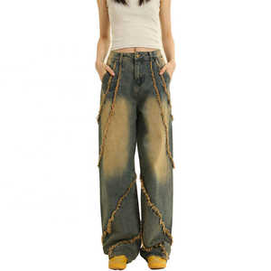 OEM 2026 Jean Boyfriend Décontracté Femme Taille Mi-Haute Personnalisé Détail Lacets Effet Vieilli Longueur Genou Tissu Adouci Échantillon Gratuit - Product Image 5