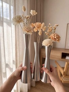 Stainless Steel Tabletop <b>Vases</b> Minimalist Design Rust Resistant for Housewarming Decor Set - Product Image 1