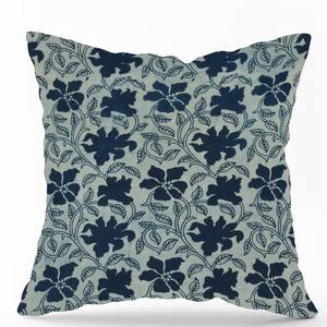 ปลอกหมอนอิงผ้าฝ้ายพิมพ์ลายดอกสีคราม ทำมือ ปลอกหมอนตกแต่งโซฟา ผู้ผลิตขายส่ง - Product Image 3