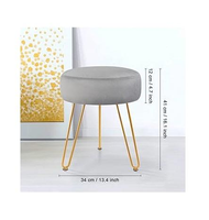 Pouf rond Bailey en velours, style nordique moderne, avec base en métal doré, disponible au meilleur prix