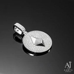 Colgante de Cruz con Incrustaciones de Moissanita, Chapado en Oro de 18K, Plata 925, Collar con Colgante Redondo Estilo Hip Hop, Unisex - Product Image 2