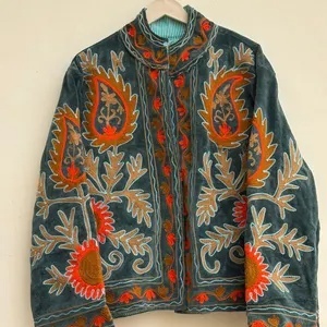 Factory Supply Suzani Floral Embroidered <b>Jacket</b> Cropped <b>Hippie</b> Coat Winter Warm Outerwear Women Trendy Top Product - Product Image 2