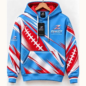 Sweat-shirt à capuche sportif Ziakot personnalisé, bleu clair, blanc, vert Kelly, or, 3D, thème tropical, Noël, surf, Père Noël - Product Image 2