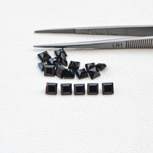 Piedra suelta de corte cuadrado facetado de ónix negro Natural genuino de 4mm para hacer joyas piedras preciosas curativas originales en entrega gratuita - Product Image 1
