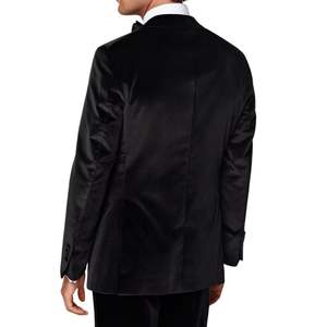 Costume de smoking de luxe noir en velours pour homme, revers pointu, un bouton, pour bal de promo, soirée formelle, blazer de mariage, costumes de marié - Product Image 2