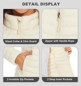 Custom Women's Lightweight <b>Packable</b> Hooded Winter Quilted Puffer <b>Jacket</b> with Detachable Hat & Sleeves Water Resistant - Product Image 5