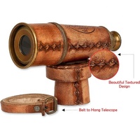 Telescopio pirata de Spyglass de decoración antigua con estuche de cuero Telescopio monocular de latón de mano para entusiastas de la aventura náutico