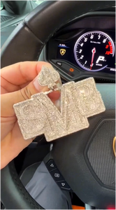 Pendentif personnalisé en argent 925 avec initiale de nom, serti de moissanite VVS taille brillant, bijou hip-hop raffiné, cadeau unisexe - Product Image 2