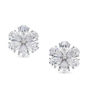 Boucles d'oreilles en diamant en forme de fleur, coupe poire, bijoux de luxe pour femmes, bijoux de mariage - Product Image 1