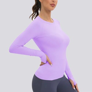 เสื้อยืดออกกำลังกายผู้หญิงทรงเข้ารูป ผ้าสแปนเด็กซ์ ระบายอากาศได้ดี เหมาะสำหรับวิ่งและฟิตเนส ขายส่ง - Product Image 3