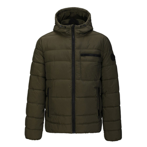 Chaqueta Acolchada con Capucha para Hombre, Color Verde Oliva, Estilo Casual de Invierno, Relleno de Poliéster, Cierre de Cremallera, Corte Regular - Product Image 1
